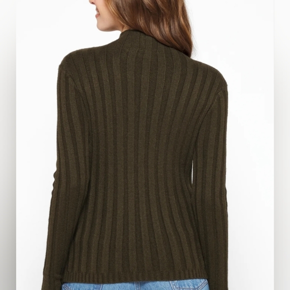 RD STYLE Petro Ribbed Mock Neck Sweater Olive Green M Medium Stretchy - Picture 2 of 6